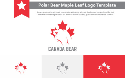 Kanada Niedźwiedź polarny Maple Leaf Negative Space Logo Szablon