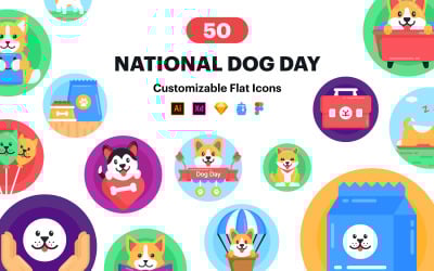 National Dog Day Vector Icons