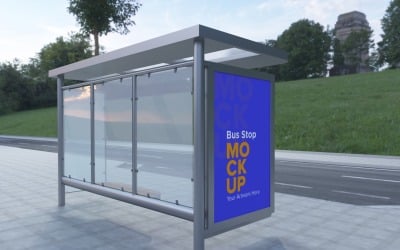 Вечірній вид автобусної зупинки Макет рекламного щита v2