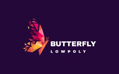 Butterfly Low Poly Colorful Logo