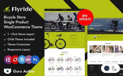 Flyride — адаптивная тема Elementor WooCommerce для магазина велосипедов с одним продуктом
