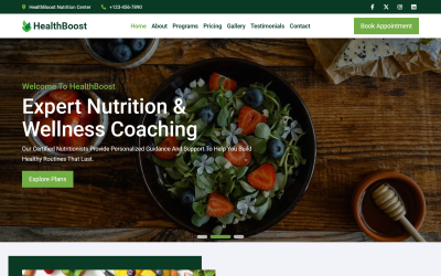 HealthBoost - Modello di landing page HTML5 per servizi sanitari e nutrizionali