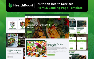 Šablona vstupní stránky HealthBoost - Výživa a zdravotní služby HTML5