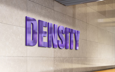 Şirket Duvarı ile 3D Mor Logo Mockup