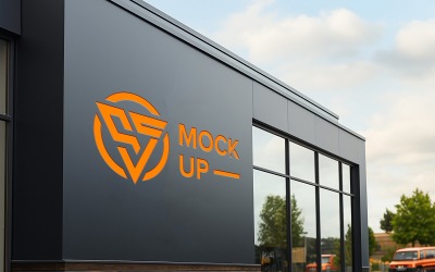 Wall Logo Mockup Design Psd