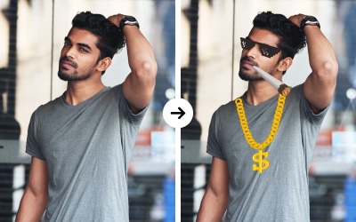 Комплект Thug Life Maker с золотой цепочкой и шарниром Pixel Glasses