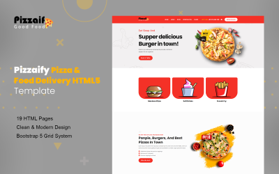Pizzaify Modello HTML5 per la consegna di pizza e cibo
