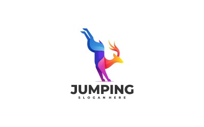 Skaczący Jeleń Gradientowe Kolorowe Logo