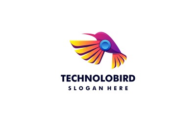 Technologie-Vogel-Farbverlauf-buntes Logo