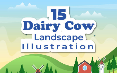 15 vacca da latte all&amp;#39;illustrazione piana dell&amp;#39;agricoltore