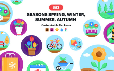 All Season Icons - 50 Vector Icons