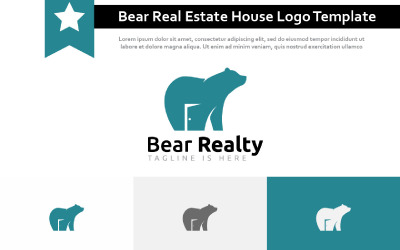 Bear Realty Real Estate House Plantilla de logotipo de puerta abierta