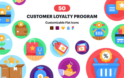50 lojalitetsprogram ikon vektor