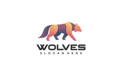 Gradientowe kolorowe logo wilka