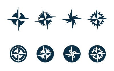 Logotipo de brújula y vector de icono de símbolo