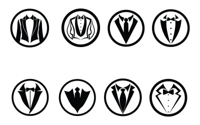 Vector de icono de logotipo y símbolo de esmoquin