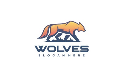 Wolf Mascot Gradient Logo