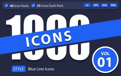 Paket med 1000 ikoner - 40 kategorier