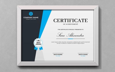 Blå Design Certificate Of Achievement Mallar