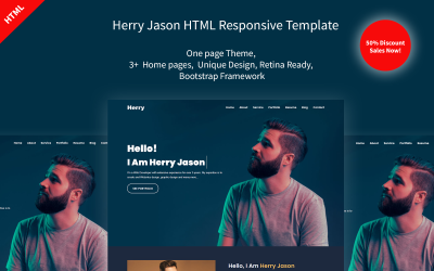 Herry személyes portfólió HTML5 céloldalsablonja