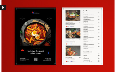 Modèle de menu de restaurant de cuisine coréenne