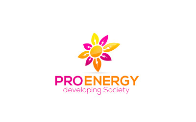 Modello di progettazione del logo di energia del fiore del sole