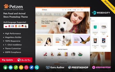 Petzen - Sklep responsywny dla zwierząt i karmy dla zwierząt Prestashop Elementor