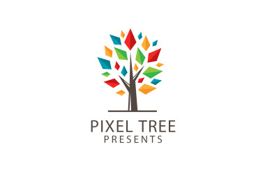 Plantilla de diseño de logotipo de árbol de colores