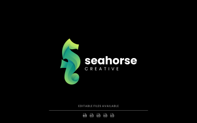 Design de logotipo gradiente de cavalo-marinho