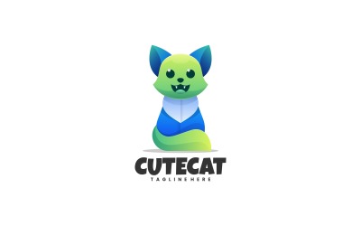 Estilo de logotipo de gradiente de gato fofo