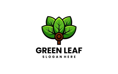 Estilo de logotipo simple de hoja verde