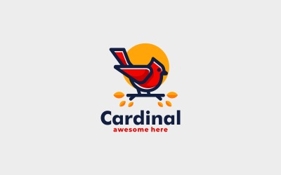 Kardinal-Vogel-einfacher Maskottchen-Logo-Stil