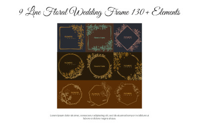 9 Line Floral Wedding Frame 130+ Elements