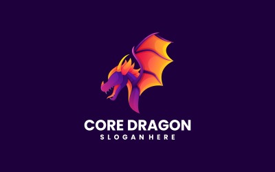 Logotipo colorido degradado de dragón central