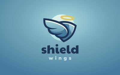 Logotipo de mascota simple de alas de escudo