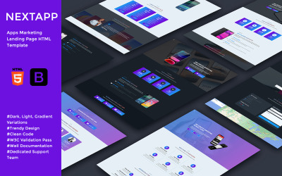 NextApp — целевая страница для маркетинга приложений на одной странице