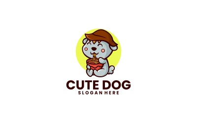 Söt hund tecknad logotyp stil