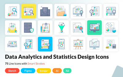 Analisi dei dati e statistiche icone piatte