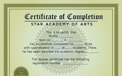 Completion Certificate Design Template