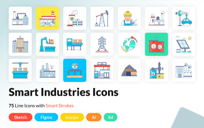 Iconos de fabricación y automatización industrial