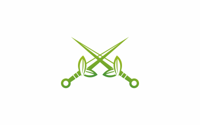 Šablona loga list zelený meč