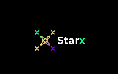 Logotipo de tecnología estrella X degradado