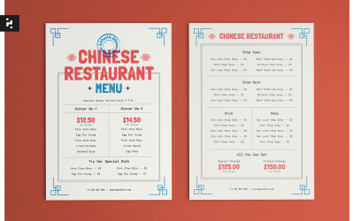 Modelo de Menu de Restaurante Chinês