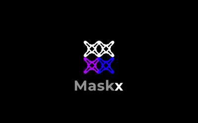 Cabeça de Máscara de Hacker X Letra Logo