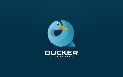 Gradientowe logo w kształcie okrągłej kaczki