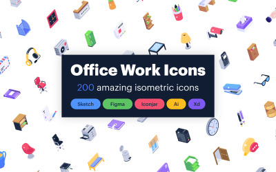 Pacchetto icone isometriche per forniture per ufficio