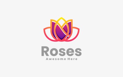 Rose Line Art Gradient Logotyp