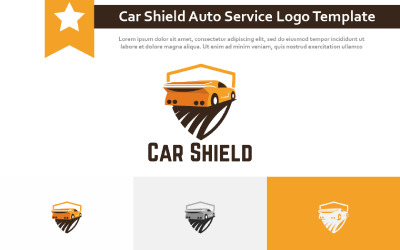Araba Kalkanı Garaj Onarım Koruma Dükkanı Oto Servis Logo Şablonu