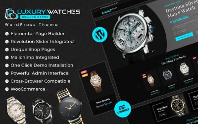 Sklep ze sprzedażą luksusowych zegarków Motyw Elementor Woocommerce