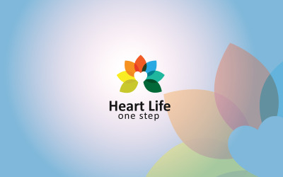 Yaşam Rengi Kalp Logo Tasarım Şablonu
